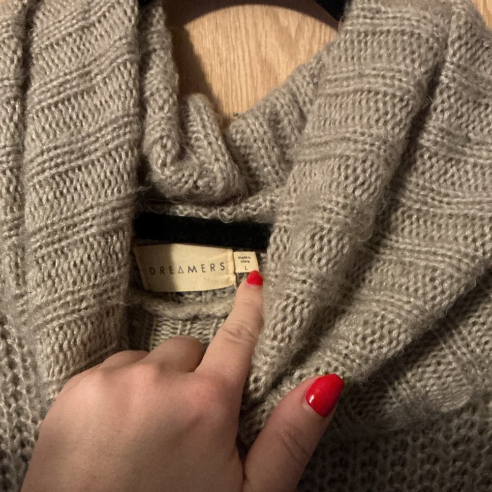 Dreamers Cowl Neck Sweater - Light Gray - Picture 2 of 3
